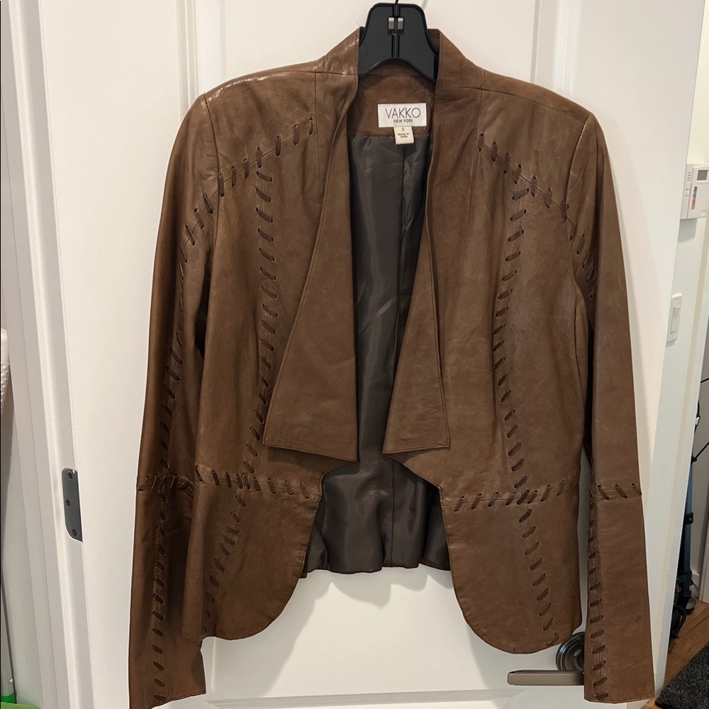 Vakko Women's Tan Leather Jacket